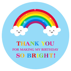 joycraft 60Pcs Rainbow Thank You Stickers, 2" Blue Self-Adhesive Round Birthday Stickers,Personalized Gift Stickers for Envelope Seals, Gift Wrapping, Party Favor, Gift Bags, Weddings, and Baby Shower