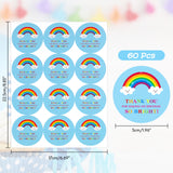 joycraft 60Pcs Rainbow Thank You Stickers, 2" Blue Self-Adhesive Round Birthday Stickers,Personalized Gift Stickers for Envelope Seals, Gift Wrapping, Party Favor, Gift Bags, Weddings, and Baby Shower