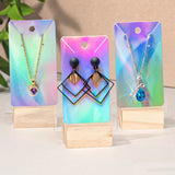 joycraft Necklace Display Cards with Bags - 100Pcs Holographic Earring Display Cards, 3.5x2 in White Paper Jewelry Card for Selling, Packaging, Small Business, Craft Fair