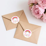 joycraft 60Pcs Birthday Thank You Stickers, 2In Round Rainbow Birthday Party Favor Labels, Self-Adhesive Pink Thank You Envelope Seal Sticker for Gift Wrapping, Lollipop, Cupcakes, Cookie Bags