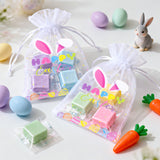 joycraft 30Pcs Happy Easter Organza Bags - 4x6 In Easter Egg Mesh Drawstring Gift Bags, Organza Party Favor Bags for Egg, Candy, Chocolate, Jewelry