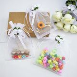 joycraft 4x6 In Organza Bags with Rose, 30Pcs White Wedding Party Favor Bag, Jewelry Pouches with Drawstring, Sheer Mesh Drawstring Bags for Jewelry, Makeup, Candy, Desserts