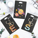 joycraft 100Pcs Keychain Display Cards with Self-Sealing Bags, 3x4.7 in Black Paper Jewelry Cards Holder, Blank Jewelry Wrapper Card for Selling, Craft Fairs