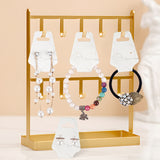 joycraft 100Pcs Bracelet Display Cards - 4.7x1.7 in Marble White Paper Self‑Adhesive Jewelry Display Cards, Foldable Necklace & Earring Card with Hole for Small Business, Exhibition, Supplies