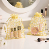 joycraft 50Pcs Organza Gift Bags - 5x7 In Gold Mesh Gift Drawstring Bags, Organza Party Favor Pouch for Valentine's Day, Wedding, Birthday, Brial Shower