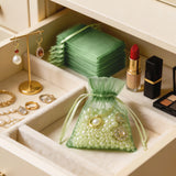 joycraft 50pcs Light Sage Green Organza Bags - 2.7x3.5In Sheer Drawstring Gift Bags, Small Mesh Party Favor Bags for Jewelry, Makeup Pouches, Candy, DIY Craft