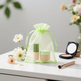 joycraft 50Pcs Light Green Organza Bags - 4x6 In Party Favor Drawstring Mesh Pouch, Sheer Organza Jewelry Bags for Birthday, Baby Shower, Wedding, Graduation