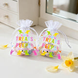 joycraft 30Pcs Easter Organza Bags - 4x6 In Bunny Mesh Drawstring Gift Bags, Organza Party Favor Bags for Easter Egg, Candy, Chocolate, Jewelry