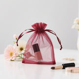 joycraft 50Pcs Burgundy Organza Bags – 2.7x3.5 In Sheer Holiday Mesh Pouch, Small Jewelry Organza Drawstring Pouch for Halloween, Christmas, DIY Craft, Party Favor