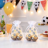 joycraft 30Pcs Soccer Organza Bags - 4x6In Sport Drawstring Treat Bags, Small Organza Party Favor Bags for Game Day, Tailgate, Birthday, Matches