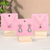 joycraft 6 Holes Earring Display Cards with Bags - 100Pcs Pink Paper Necklace Display Cards, 2.95 In Square Jewelry Card for Selling, Small Business, Craft Fair, Retail Display