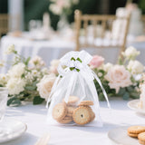 joycraft 4x6 In Organza Bags with Rose, 30Pcs White Wedding Party Favor Bag, Jewelry Pouches with Drawstring, Sheer Mesh Drawstring Bags for Jewelry, Makeup, Candy, Desserts