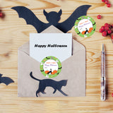 joycraft 60Pcs Happy Halloween Stickers, 2 inch Trick or Treat Halloween Stickers, Green Round Halloween Holiday Gift Stickers for Goodie Bags Halloween Party Favors Gift Wrapping DIY Craft