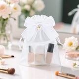 joycraft 4x6 In Organza Bags with Bow, 30Pcs White Wedding Party Favor Bag, Jewelry Pouches with Drawstring, Sheer Mesh Drawstring Bags for Jewelry, Makeup, Candy, Desserts
