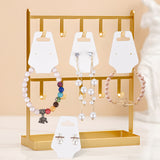 joycraft 100Pcs Bracelet Display Cards - 4.7x1.7 in White Paper Self‑Adhesive Jewelry Cards, Foldable Necklace & Earring Display Card with Hole for Small Business, Exhibition, Supplies