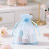 joycraft 50Pcs Sheer Organza Bags with Drawstring, 2.7x3.5 In Blue Small Mesh Gift Wrapping Bags, Jewelry Organza Pouch, Sheer Party Favor Bag for Wedding, Bridal Shower, Birthday, Baby Shower