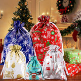 joycraft Holiday Drawstring Gift Bags，20Pcs Christmas Foil Bags, Assorted Sizes Christmas Gift Bags with Drawstring, Christmas Plastic Bags for Gift Wrapping, Toys, Dolls, Party Favors