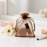 joycraft 50Pcs Coffee Brown Organza Bags – 2.7x3.5 In Holiday Sheer Drawstring Pouch, Small Jewelry Organza bags for Wedding Favor, DIY Craft, Christmas, Thanksgiving