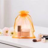 joycraft 50Pcs Orange Organza Bags - 4x6 In Jewelry Drawstring Pouch with Mesh, Holiday Favor Organza Gift Pouch for Halloween, Christmas, Thanksgiving, Easter