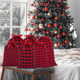 joycraft 6Pcs Christmas Buffalo Plaid Drawstring Bags, Cotton Christmas Drawstring Bags, Red and Black Christmas Gift Bags, Assorted Sizes Cloth Gift Bags for Gift Wrap, Christmas, Holiday, Birthday