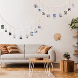 joycraft 5Ft Photo Banner with Clips, Photo Garland with Wooden Beads, Photo Clip String, Boho Photo Display for Bedroom, Office, and Dorm Decor(9Pcs Clips + 9Pcs Paper Frames)