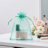 joycraft 50Pcs Aqua Blue Organza Bags - 4x6 In Jewelry Drawstring Mesh Pouch, Sheer Holiday Gift Bags for DIY Craft, Christmas Gift, Jewelry Packaging, Wedding Favor
