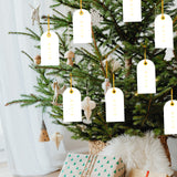 joycraft Christmas Gift Tags, 50Pcs Merry Christmas Tags with Ribbon, 3.5x2 inch Christmas Name Tags, Gold Foil Winter Holiday Tags, Personalized Merry Tags for Gift Wrapping, Party Favor, Bags