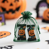 joycraft 50Pcs Dark Green Organza Bags – 2.7x3.5 In Sheer Jewelry Mesh Pouch, Small Party Favor Drawstring Pouch for Halloween, Christmas, Wedding Favor, Small Business