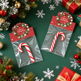 joycraft Jewelry Packaging for Small Business – 100Pcs OPP Clear Xmas Treat Bags with Merry Christmas Wreath Cards, Christmas Jewerly Display Bags Packaging for Selling, Party Favors, Holiday