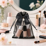 joycraft 4x6 In Organza Bags with Bow, 30Pcs Black Party Favor Bag, Jewelry Pouches with Drawstring, Sheer Mesh Drawstring Bags for Jewelry, Makeup, Candy, Desserts