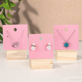 joycraft 100Pcs Earring Display Cards – 2.36In Pink Square Necklace Display Cards, Earring Kraft Paper Holder Cards for Handmade Jewelry, Small Business, Craft Fair, Retail Display