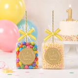 joycraft 100Pcs Clear Rice Krispie Treat Bags with Gold Sticks and Stickers,3.5x5.9 inch Clear Treat Bags,Cakesicle Bags,Flat Cellophane Bags for Macaron Pop,Candy,Apple Cookies,Cake Pop Packaging