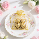 joycraft 50Pcs Organza Gift Bags - 4x6 In Gold Mesh Gift Drawstring Bags, Organza Party Favor Pouch for Valentine's Day, Wedding, Birthday, Brial Shower Visit the joycr