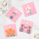 joycraft 100Pcs Earring Display Cards – 2.36In Pink Square Necklace Display Cards, Earring Kraft Paper Holder Cards for Handmade Jewelry, Small Business, Craft Fair, Retail Display