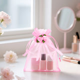 joycraft 4x6 In Organza Bags with Rose, 30Pcs Pink Wedding Party Favor Bag, Jewelry Pouches with Drawstring, Sheer Mesh Drawstring Bags for Jewelry, Makeup, Candy, Desserts