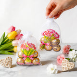 joycraft 4x6In Mother's Day Organza Bags - 30Pcs Floral Mesh Drawstring Gift Bags, 2 Style Happy Mother's Day Gift Wrapping Bags for Jewelry, Candy, DIY Craft, Cards