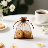 joycraft 50Pcs Coffee Brown Organza Bags – 2.7x3.5 In Holiday Sheer Drawstring Pouch, Small Jewelry Organza bags for Wedding Favor, DIY Craft, Christmas, Thanksgiving