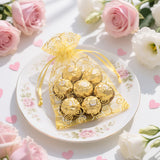 joycraft 50Pcs Organza Gift Bags - 5x7 In Gold Mesh Gift Drawstring Bags, Organza Party Favor Pouch for Valentine's Day, Wedding, Birthday, Brial Shower