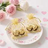 joycraft 50Pcs Organza Gift Bags - 2.7x3.5 In Gold Mesh Gift Drawstring Bags, Organza Party Favor Pouch for Valentine's Day, Wedding, Birthday, Brial Shower