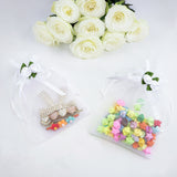 joycraft 4x6 In Organza Bags with Rose, 30Pcs White Wedding Party Favor Bag, Jewelry Pouches with Drawstring, Sheer Mesh Drawstring Bags for Jewelry, Makeup, Candy, Desserts