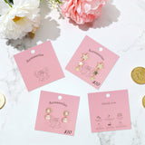 joycraft Earring Display Cards - 100Pcs Pink Paper Necklace Display Cards, 3.1 in Square Jewelry Studio Card for Selling, Small Business, Craft Fair, Retail