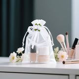 joycraft 4x6 In Organza Bags with Rose, 30Pcs White Wedding Party Favor Bag, Jewelry Pouches with Drawstring, Sheer Mesh Drawstring Bags for Jewelry, Makeup, Candy, Desserts