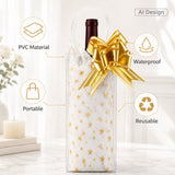 joycraft Wine Gift Bags with Handles, 4 Pcs Ice Wine Bags, Clear Plastic Gift Bags with Gold Pull Bows and Tissue Paper, Portable Wine Pouch Cooler, Reusable Packaging for Wedding Gifts Party Outdoor