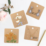 joycraft 6 Holes Earring Display Cards with Bags - 100Pcs Kraft Paper Necklace Display Cards, 2.95 in Square Brown Jewelry Card for Selling, Packaging, Small Business, Craft Fair