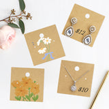 joycraft 100Pcs Earring Display Cards – 2.36In Brown Square Necklace Display Cards, Earring Kraft Paper Holder Cards for Handmade Jewelry, Small Business, Craft Fair, Retail Display