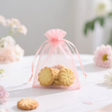 joycraft 50Pcs Blush Pink Organza Bags – 2.7x3.5 In Sheer Drawstring Mesh Pouch, Small Jewelry Organza Gift Pouch for Wedding Favor, DIY Craft, Small Business, Candy,Bags