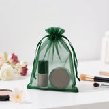 joycraft 50Pcs Dark Green Organza Bags - 4x6 In Party Favor Drawstring Mesh Pouch, Sheer Organza Jewelry Bags for DIY Craft, Christmas Gift, Small Business, Wedding Favor