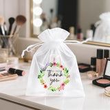 joycraft 4x6 In Thank You Organza Bags - 30Pcs White Mesh Gift Bags with Drawstring, Flower Organza Party Favor Pouch for Thanksgiving, Wedding, Birthday, Baby Shower