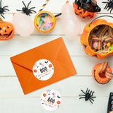 joycraft 60Pcs Happy Halloween Stickers, 2 inch Boo Halloween Stickers, White Round Halloween Holiday Gift Stickers for Goodie Bags Halloween Party Favors Gift Wrapping DIY Craft