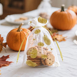 joycraft 4x6 In Pumpkin Organza Bags - 50Pcs White Fall Organza Gift Wrapping Bags, Small Mesh Drawstring Pouch for Halloween, Thanksgiving, Candy Treat, Jewelry